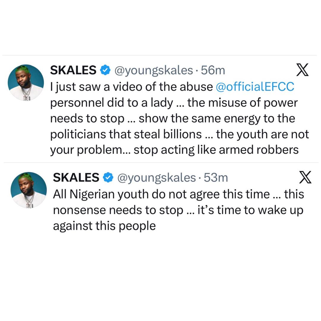 Rapper Skales tackles EFCC operatives over recent Lekki estate raid, recalls past trauma